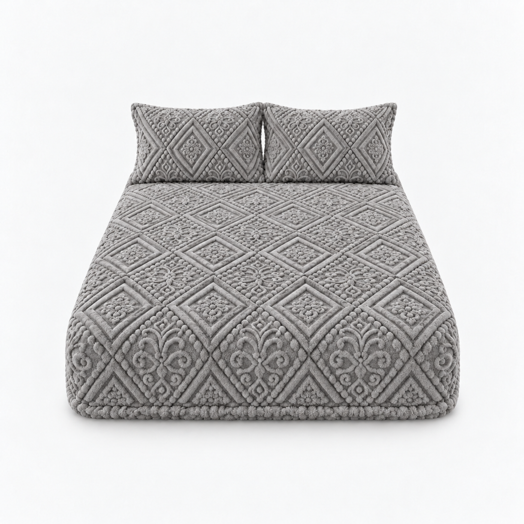 Damask Haven – Raised Damask Plush Fitted Sheet