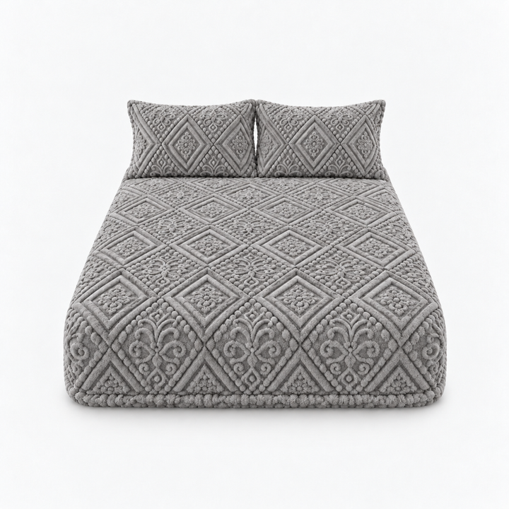 Damask Haven Raised Damask Plush Fitted Sheet - Elena Harper