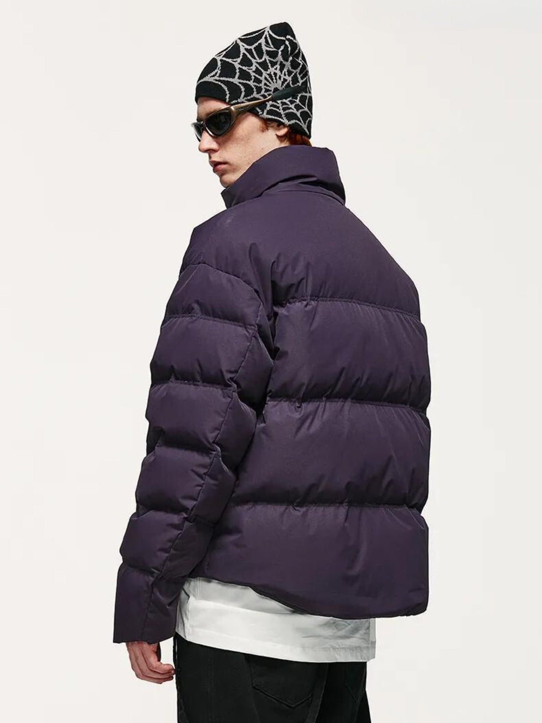 Men's Cropped Puffer Jacket with High Collar
