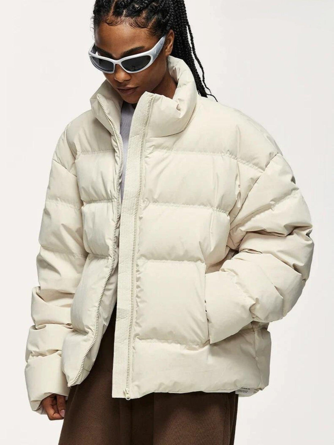 Men's Cropped Puffer Jacket with High Collar