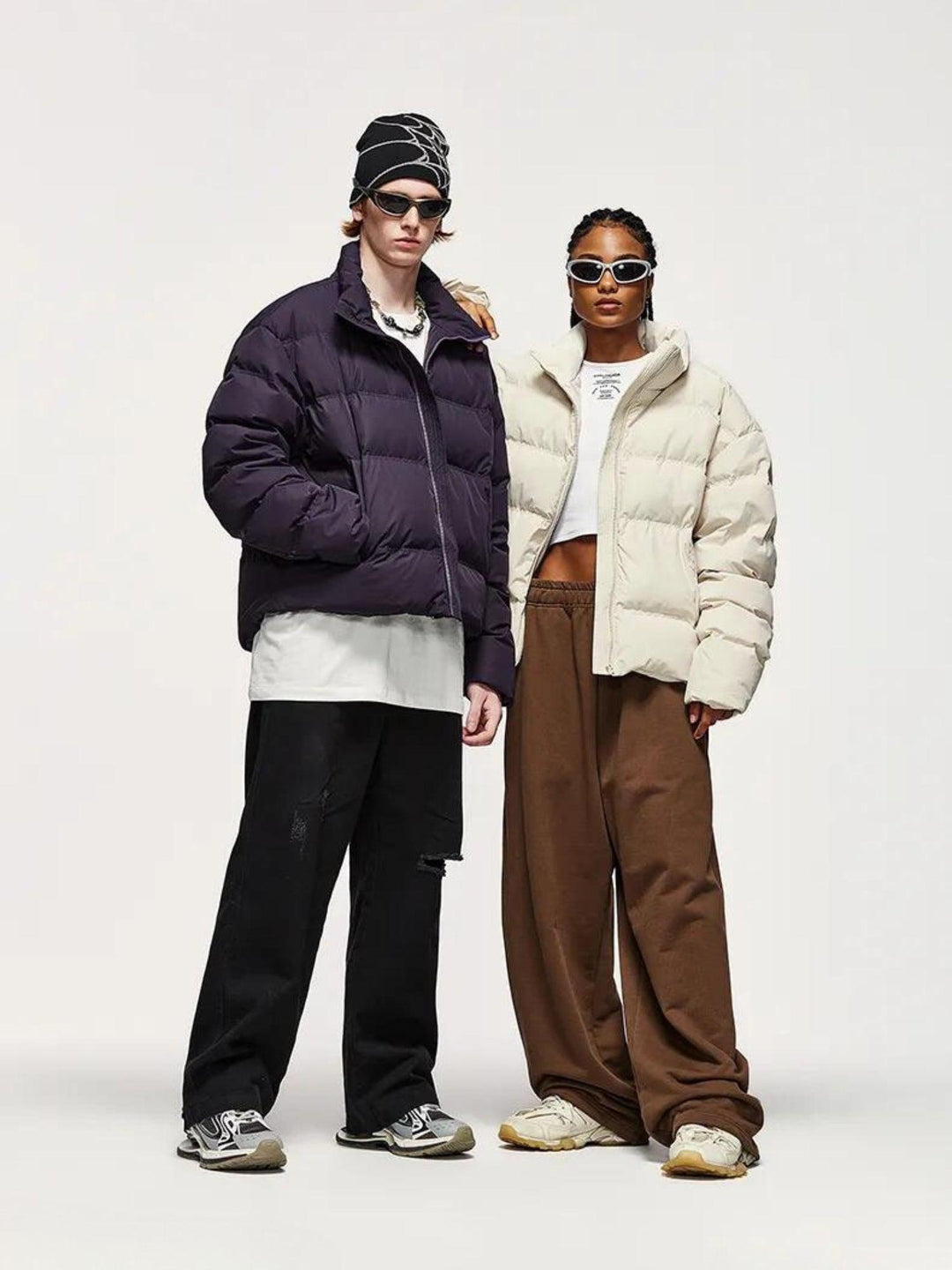 Men's Cropped Puffer Jacket with High Collar