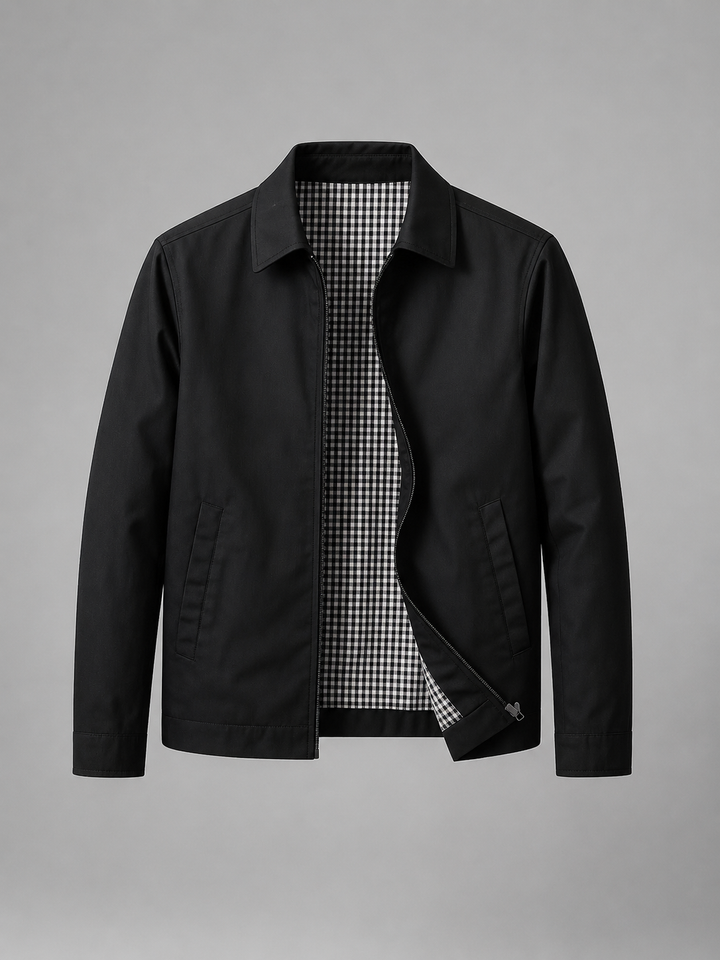 Men's Jacket with Zipper and Classic Collar