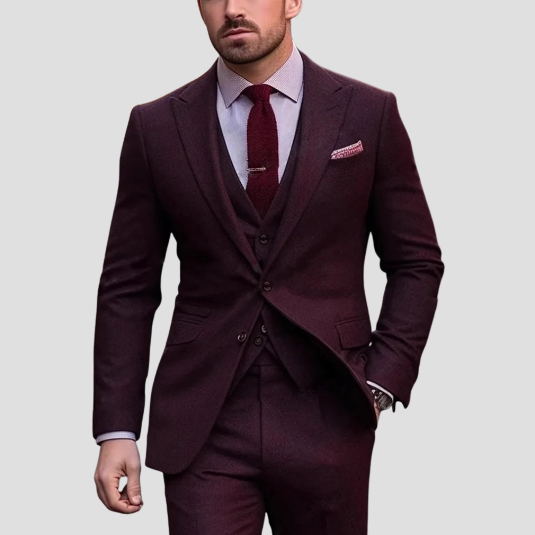 Men's Three-Piece Slim Fit Tailored Formal Suit Set