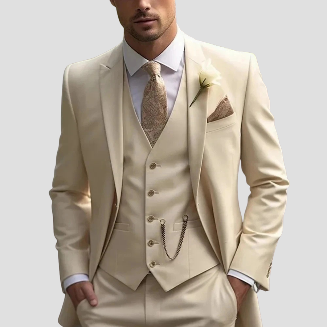 Men's Three-Piece Slim Fit Tailored Formal Suit Set