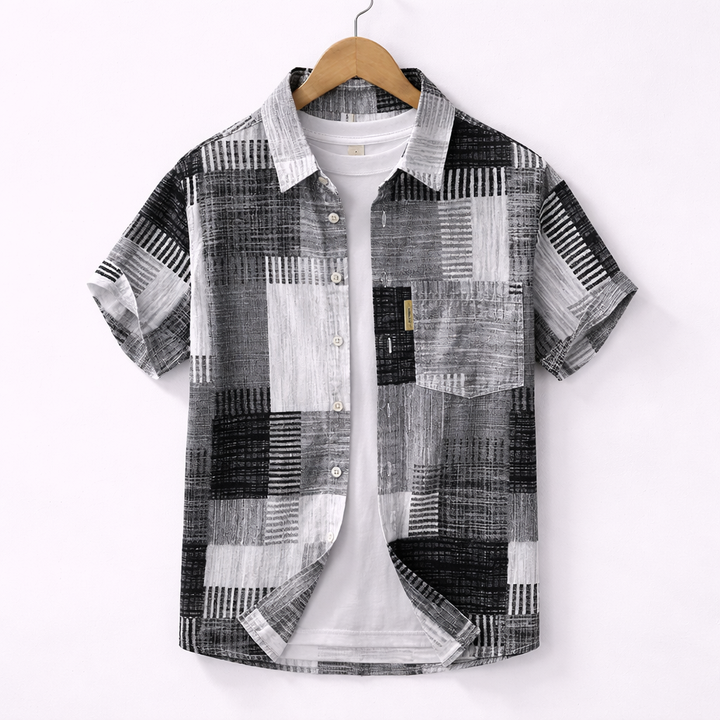ELENA HARPER™  |  SHORT SLEEVE PATCHWORK SHIRT FOR MEN