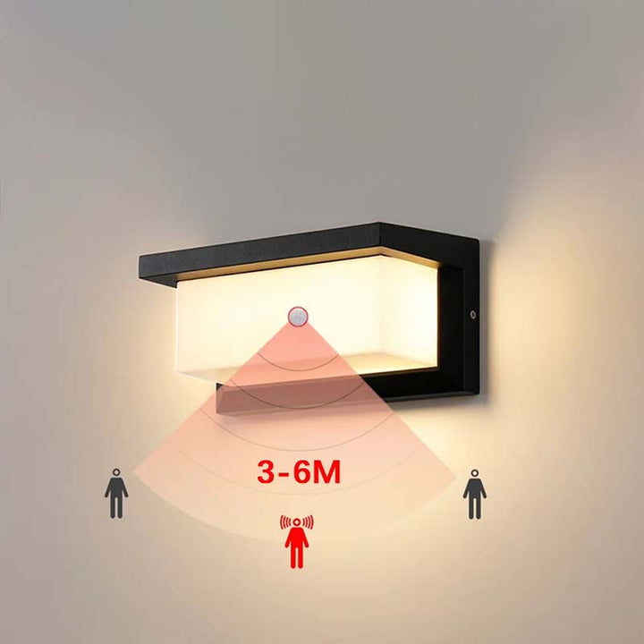 Outdoor Wall Lamp with Motion Sensor – Black, Waterproof LED Garden Lighting