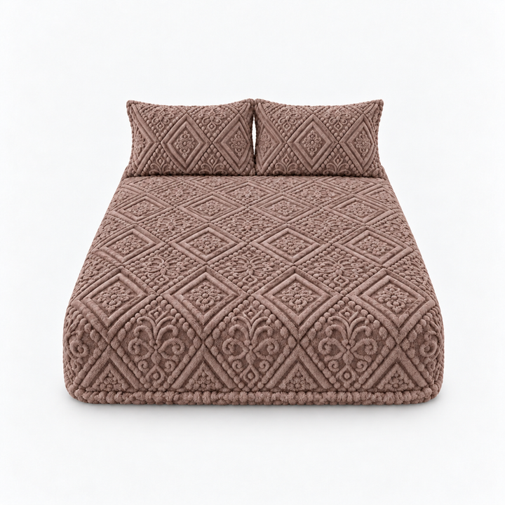 Damask Haven Raised Damask Plush Fitted Sheet - Elena Harper