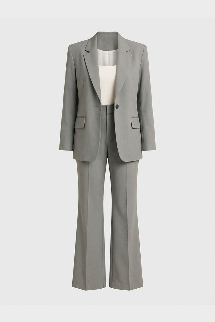 Women's Pantsuit Two-Piece with Blazer and Flared Trousers
