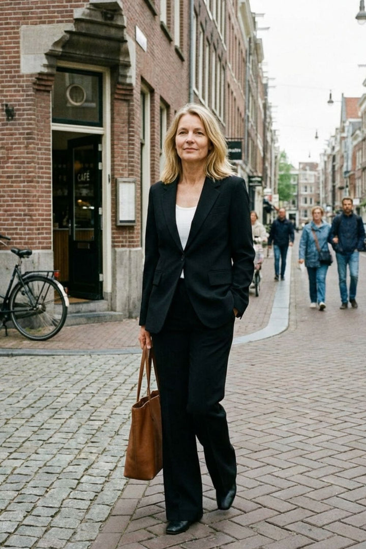 Women's Pantsuit Two-Piece with Blazer and Flared Trousers