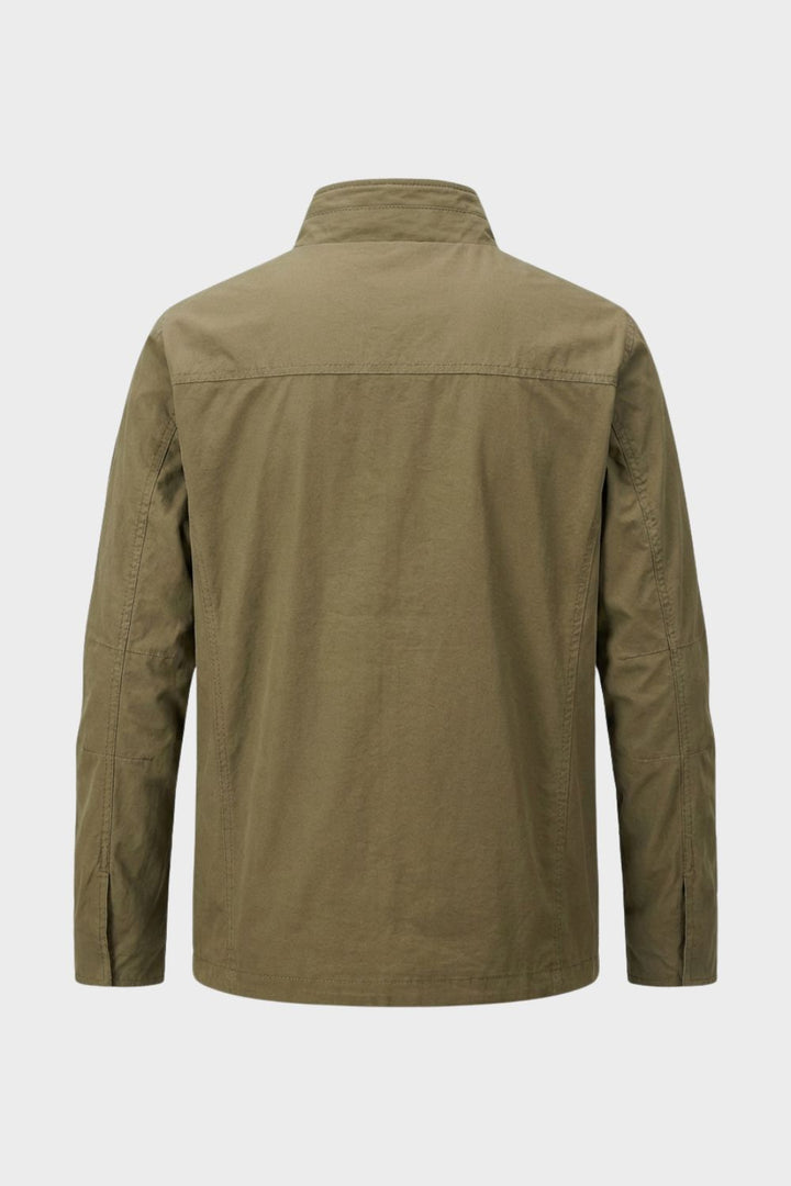 Men's Jacket with Zipper and Stand-Up Collar
