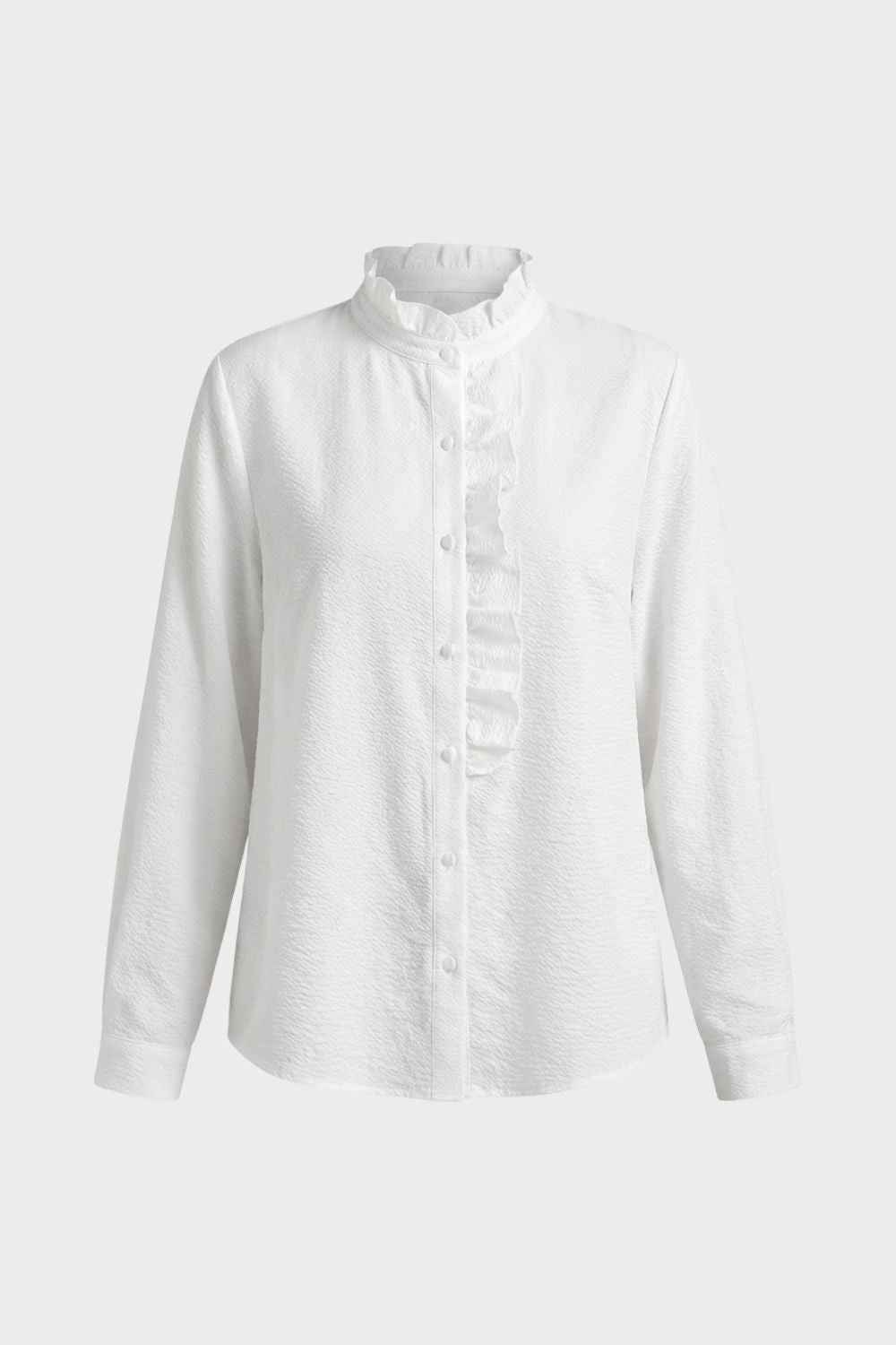 Ladies' Blouse with Ruffles and Stand-Up Collar