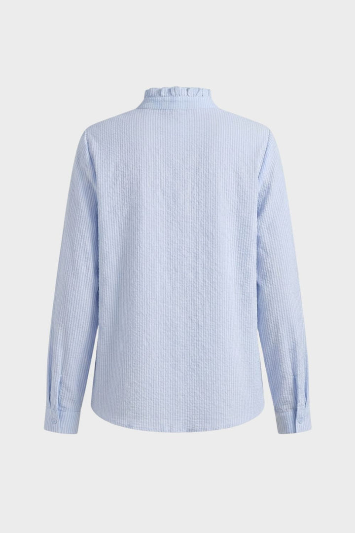 Ladies' Blouse with Ruffles and Stand-Up Collar