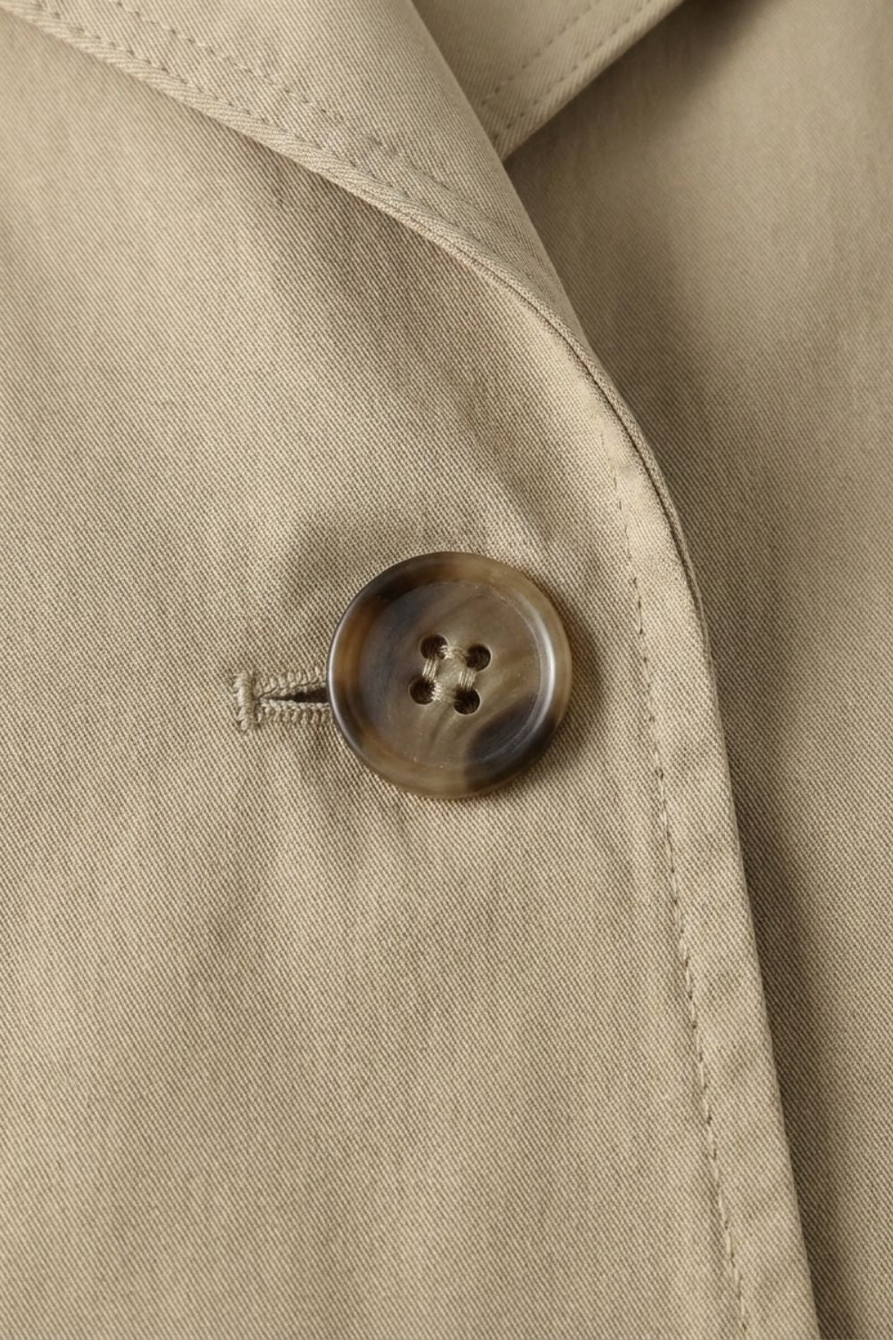 Women's Trench Coat with Notched Collar and Button Placket