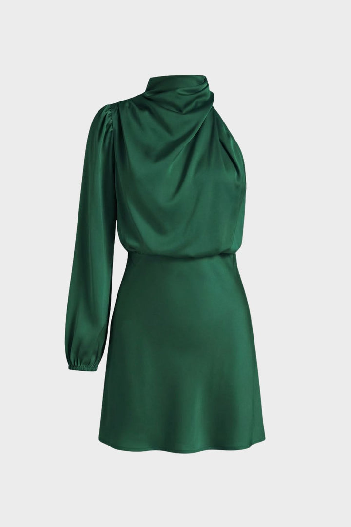 Women's Long Sleeve Dress with Stand-Up Collar