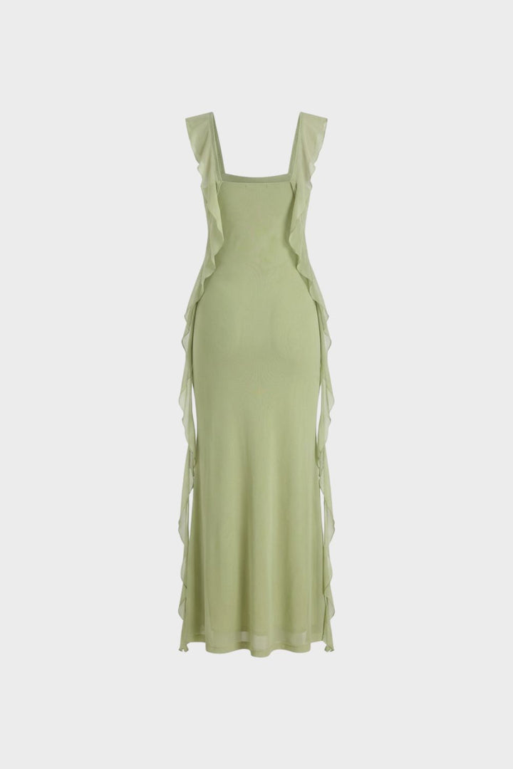 Women’s Maxi Dress with Ruffles and Slim Fit
