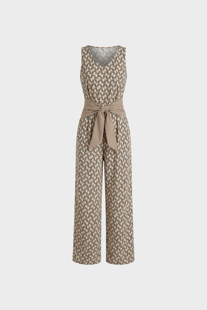 Women's Jumpsuit with V-Neck and Wide Leg
