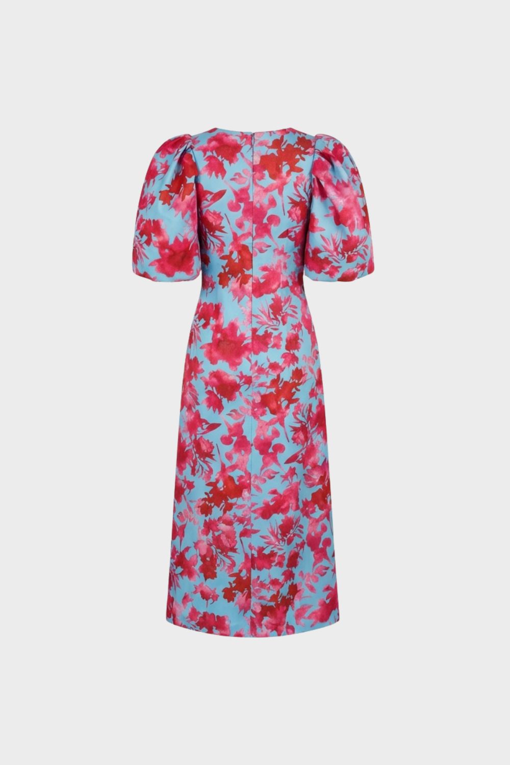 Women's Midi Dress with V-Neck and Floral Pattern