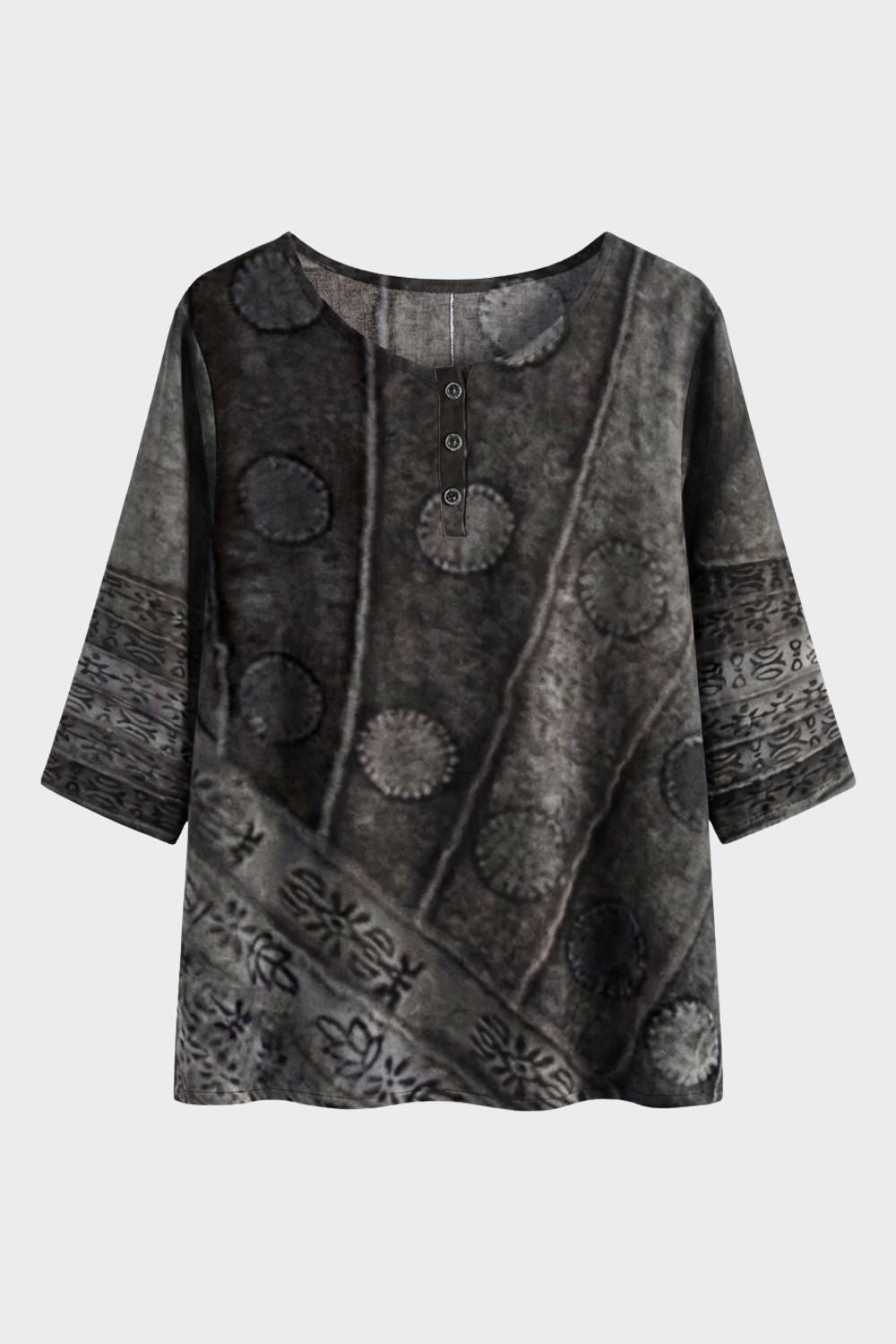 Women's Blouse 3/4 Sleeve with Round Neck Colorful Pattern