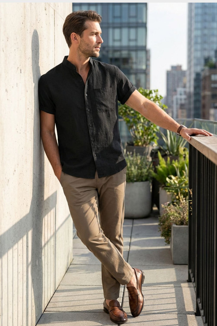 Men's Summer Shirt | Stand-Collar
