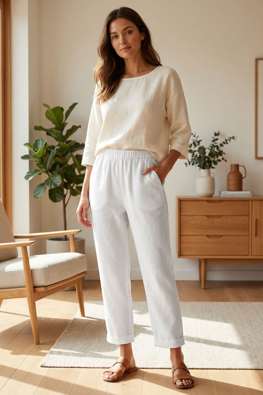 Women's Linen Pants | 7/8 Loose