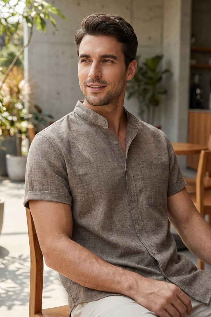 Men's Summer Shirt | Stand-Collar