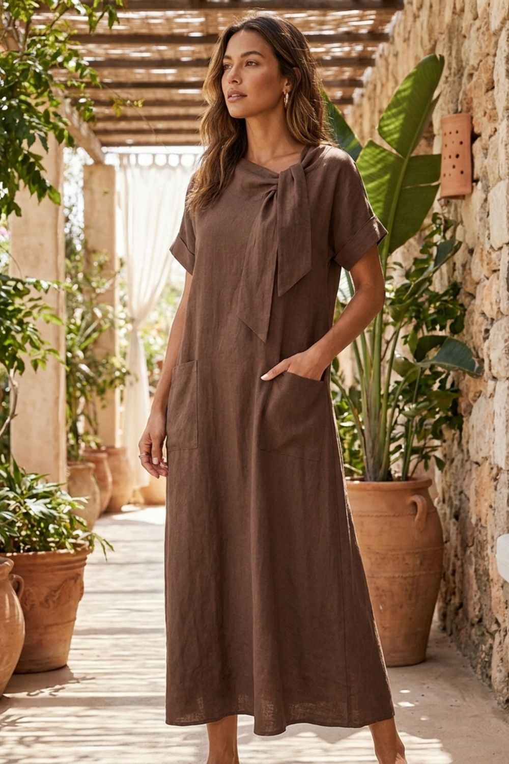 Women’s Loose Maxi Dress | Round Neck