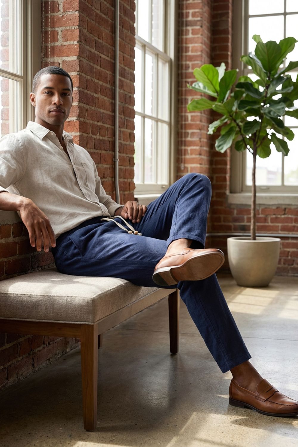 Men's Tapered Linen Pants | Japan
