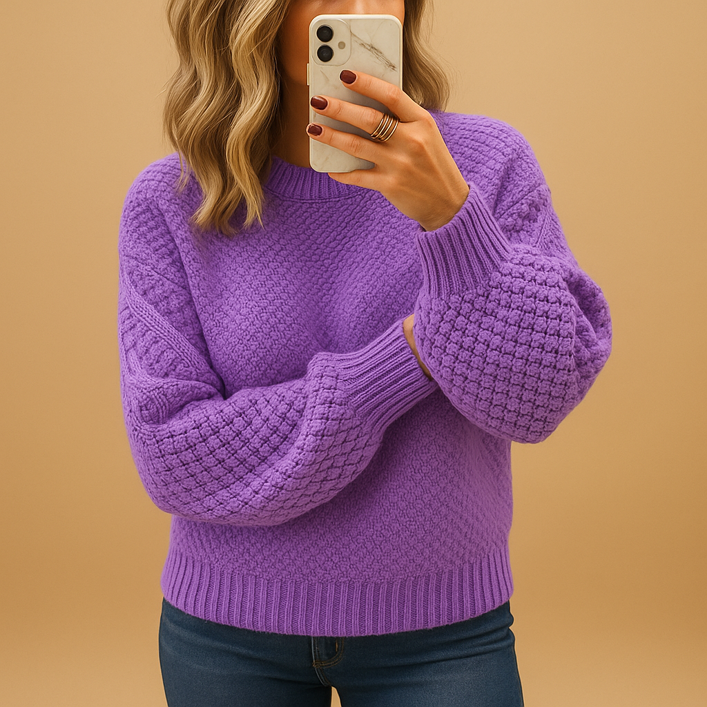 Eloise | Women's Textured Crewneck Sweater in Four Soft Shades