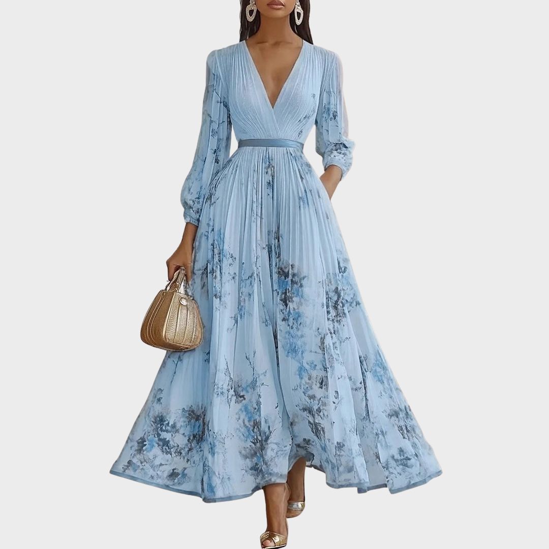 Rowella Elegant Pleated Maxi Dress - Elena Harper