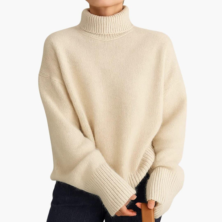 Ladies Oversized Turtleneck – Warm Thick Knit Sweater
