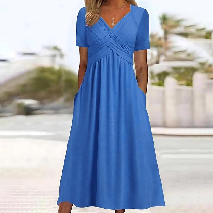 Elisa Elegant Midi Dress with Flattering Tummy Control - Elena Harper