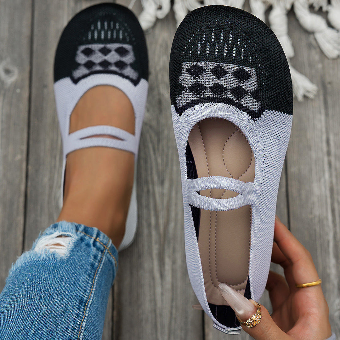 Women's Knit Ballet Flats Breathable Slip-On