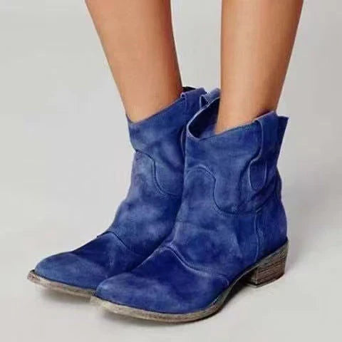 Audrey Suede Ankle Boots with Block Heel and Side Zip for Women - Elena Harper