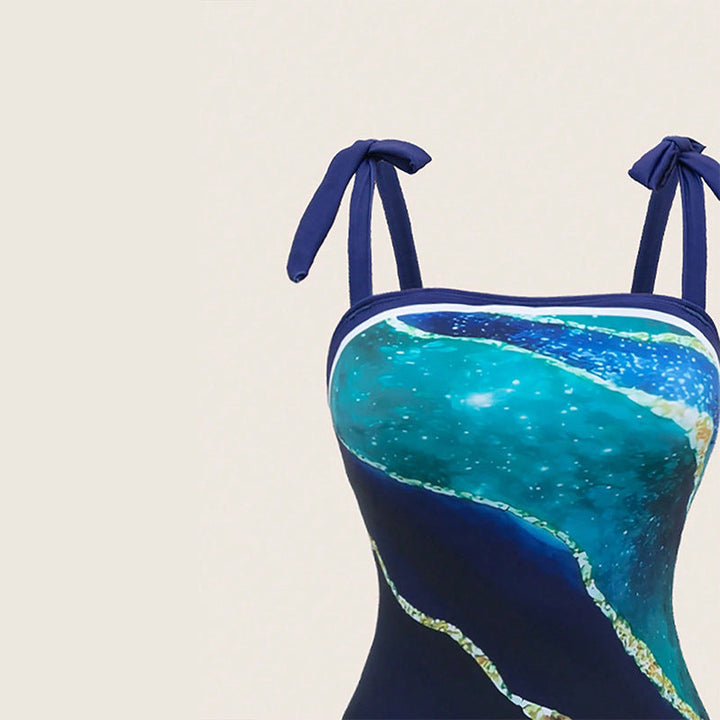 Women's Swimsuit with Combined Wrap Skirt and Playful Ties EB