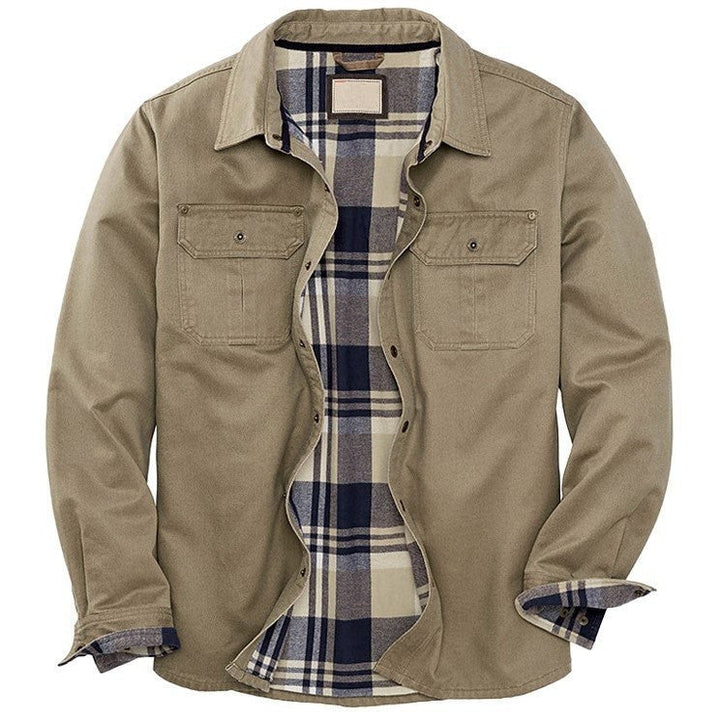 Men's Waxed Bomber Jacket – Flannel Lined Coat with Chest Pockets