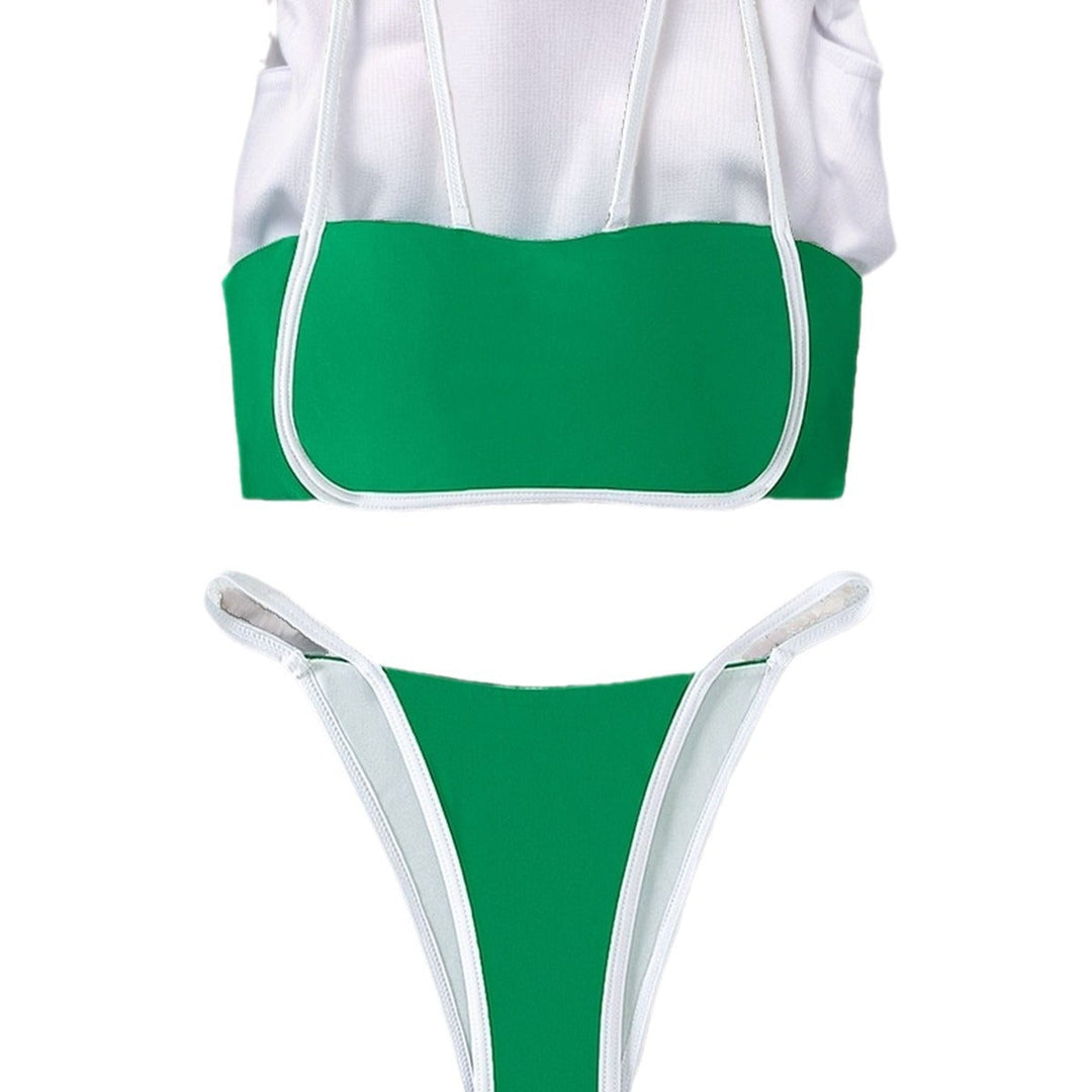 Women's Bandeau Bikini with High Cut and Adjustable Straps EB
