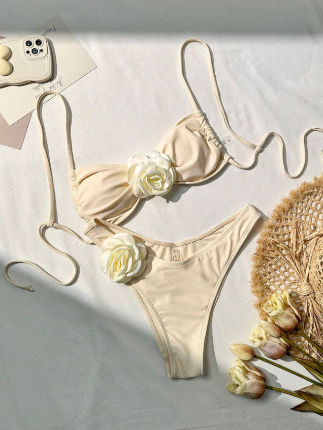 Women's Bandeau Bikini with Floral Details EB