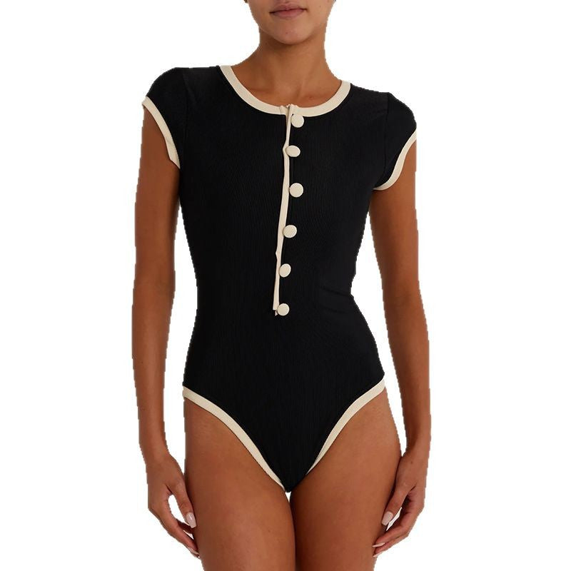 Women's Swimsuit with Button Detail and Elegant Cut EB