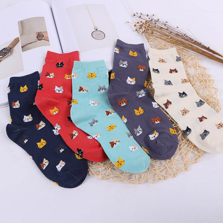 Casual Cat Print Socks