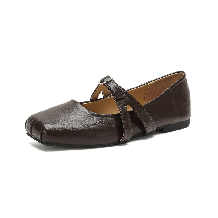 Women's Ballerinas with Adjustable Strap and High-Quality Leather Surface EB