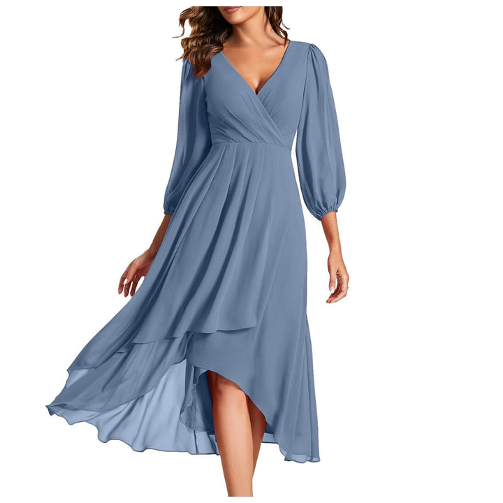Linda Elegant V-Neck Dress - Elena Harper