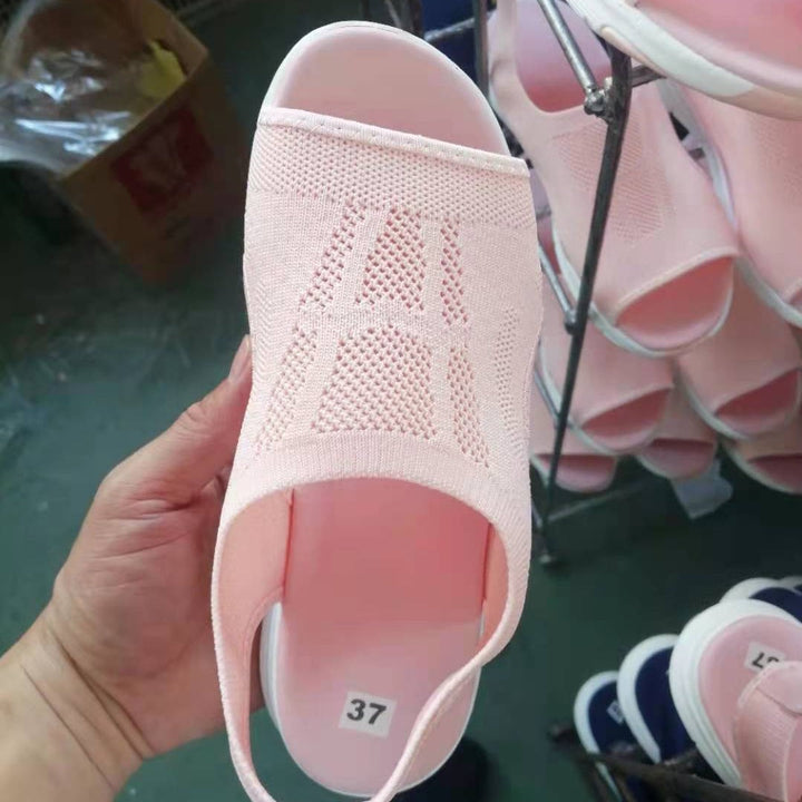 Women's Breathable Casual Sandals with Elastic Knit Upper EB