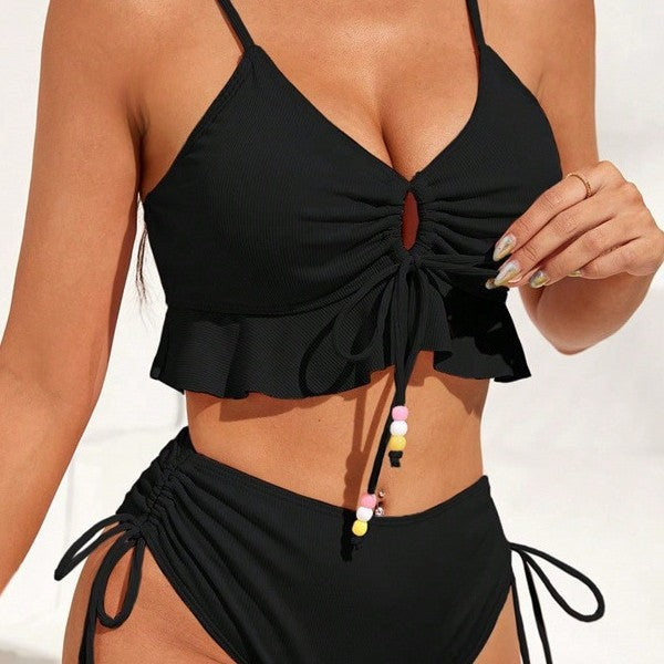 Women's Swimsuit with Ruffle Details and Adjustable Straps EB