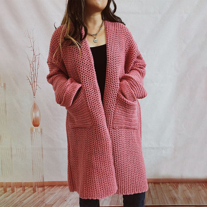 Casual Knitted Cardigan in Solid Color