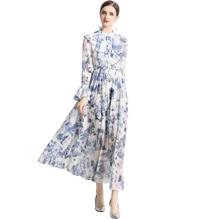 Gabby Elegant Ink Print Dress - Elena Harper