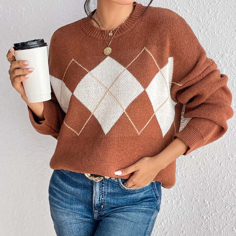 Casual Geometric Knit Pullover