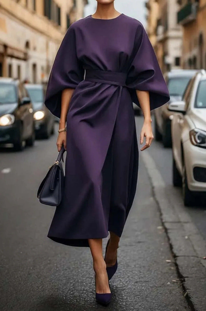 Juliette Stylish Belted Dress Look - Elena Harper