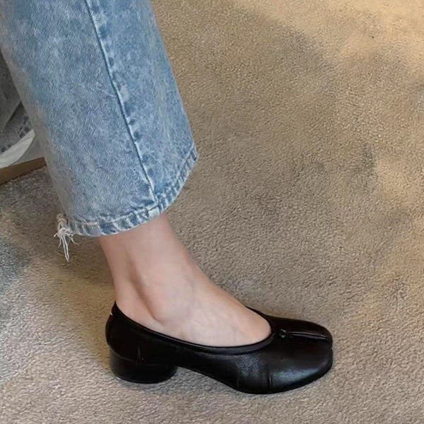 Ladies' Ballerinas with Special Toe Opening and Comfortable Block Heel EB