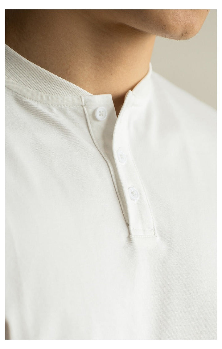 Men's Mao Collar Cotton Casual T-Shirt - Damián