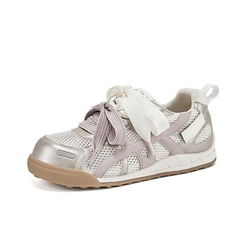 Women's Breathable Casual Sneakers with Trendy Mesh Upper and Playful Lacing Design EB